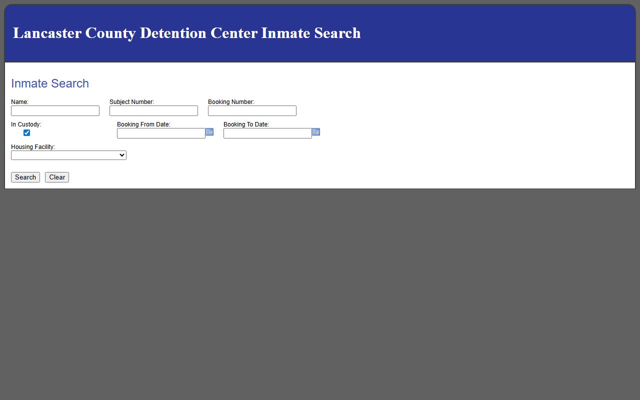 Lancaster County jail roster search fields