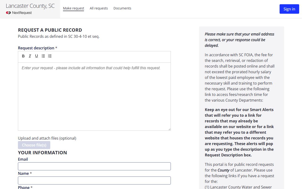 Lancaster County NextRequest portal for inmate records requests